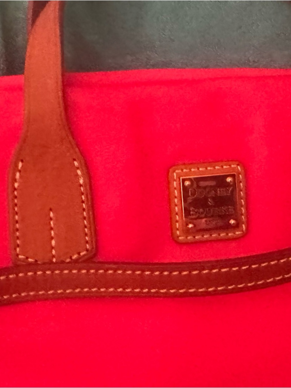 Dooney & Bourke Red Women's nylon Tote Bag with Brown Leather Trim - Picture 8 of 8